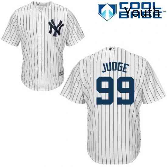 Youth Majestic New York Yankees 99 Aaron Judge Authentic White Home MLB Jersey